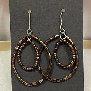 New! Elegant Brown Beaded Earrings